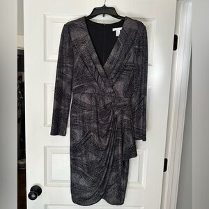 London Times Black and Silver Sparkly Long Sleeve Dress